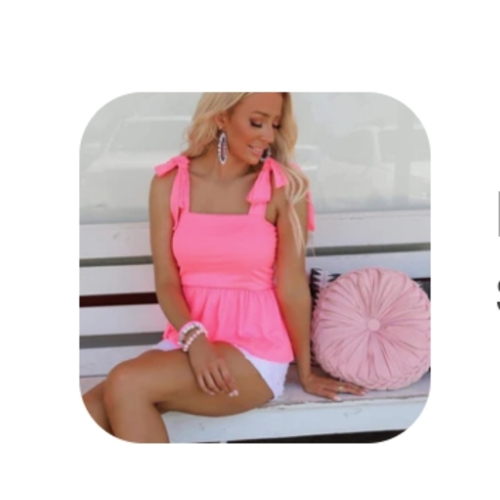 Nwot neon pink peplum top